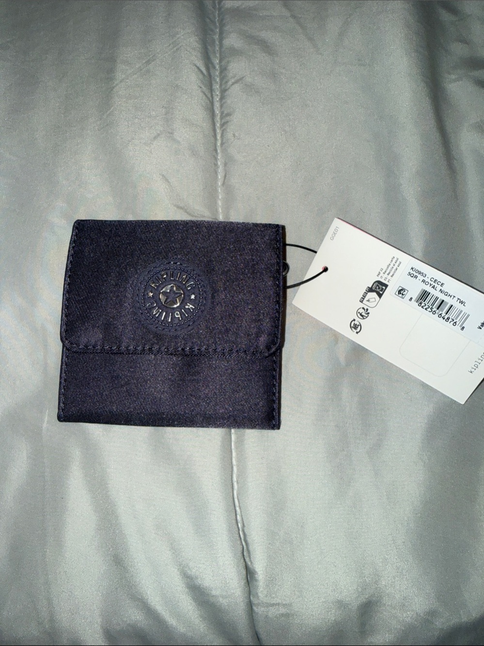 Kipling Navy Blue Cece Wallet - Compact Nylon Wallet with Logo Patch